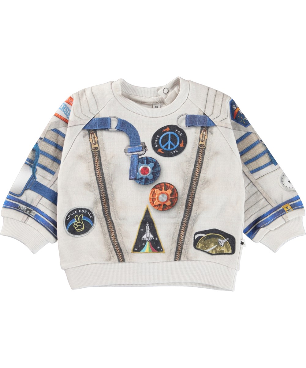 Disc - I Astronaut - Økologisk hvid babybluse med astronaut print