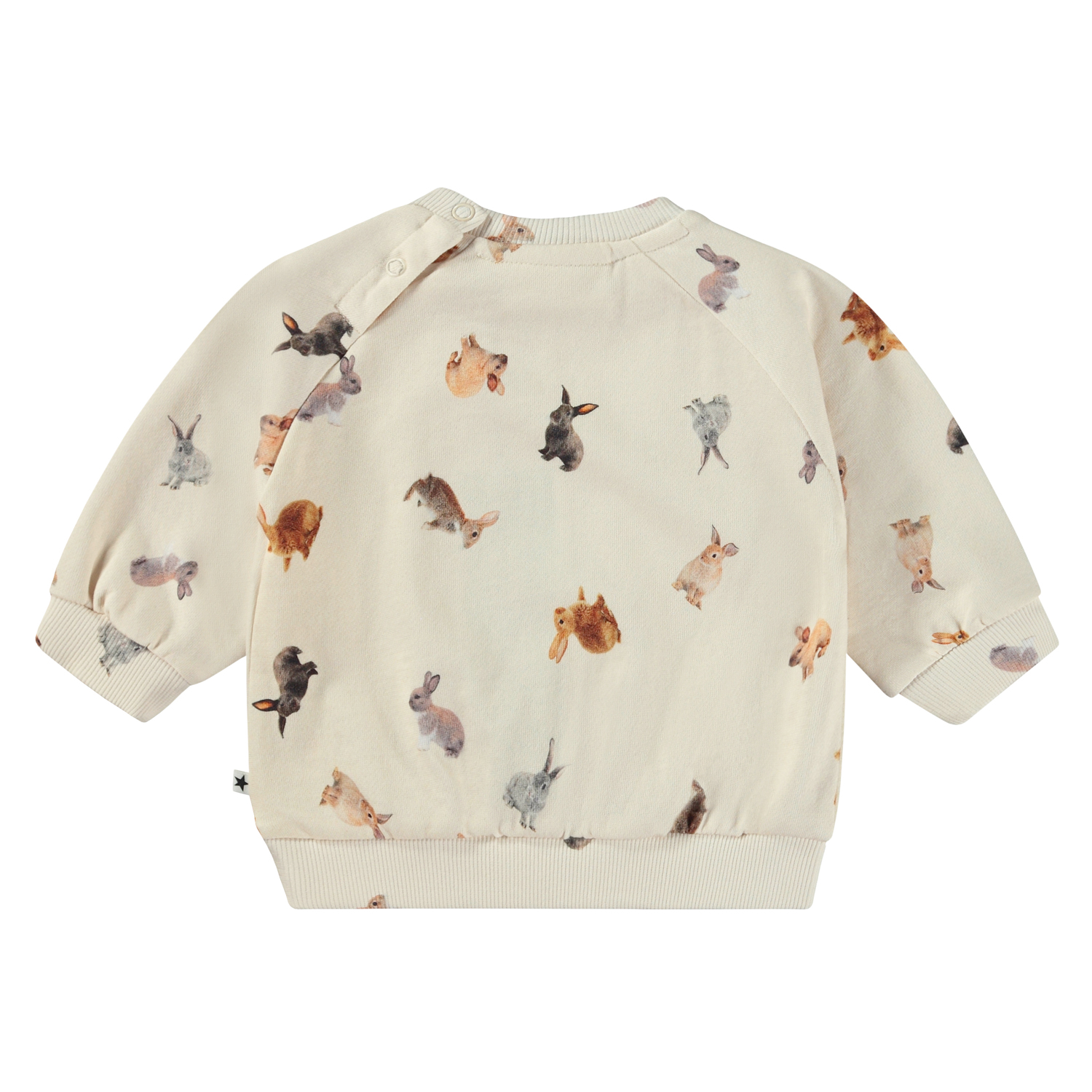 Disc Jumping Bunnies Råhvide økologisk baby bluse med kanin print Molo