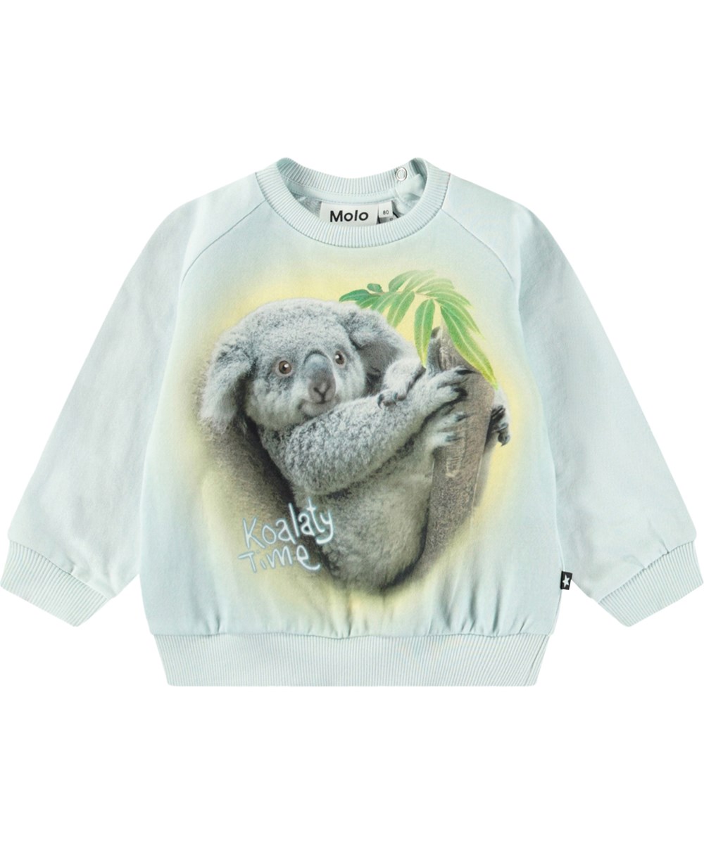 Disc - Koalaty Time - Økologisk lyseblå babysweatshirt med print af koalabjørn.