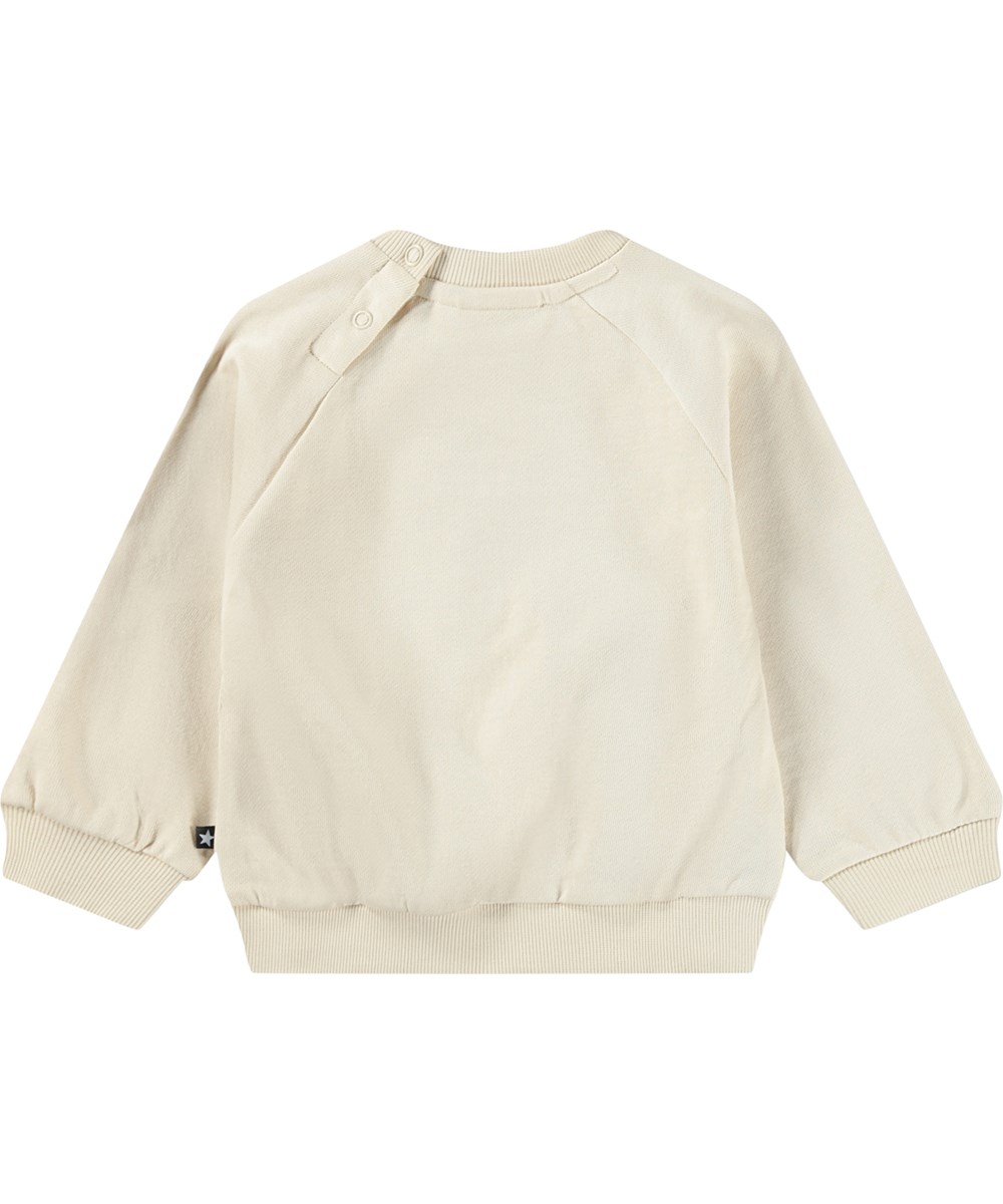 Disc - Little Rainbow - Blød, cremefarvet sweatshirt med regnbueprint i økologisk bomuld til baby 