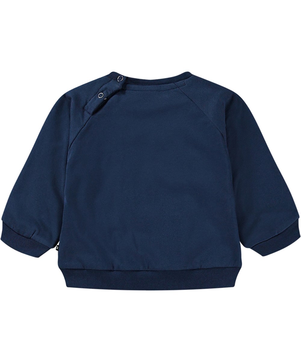 Disc - Oceanic - Mørkeblå økologisk babysweatshirt med smil print