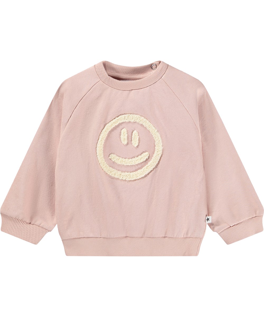 Disc - Petal Blush - Blød, lyserød sweatshirt med artwork i økologisk bomuld til baby 