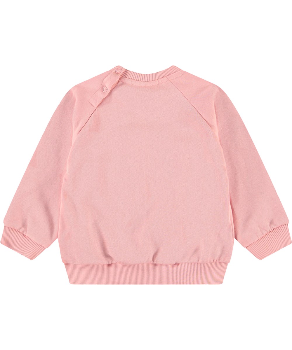 Disc - Rosequartz - Økologisk lyserød babysweatshirt med blødt smilende ansigt