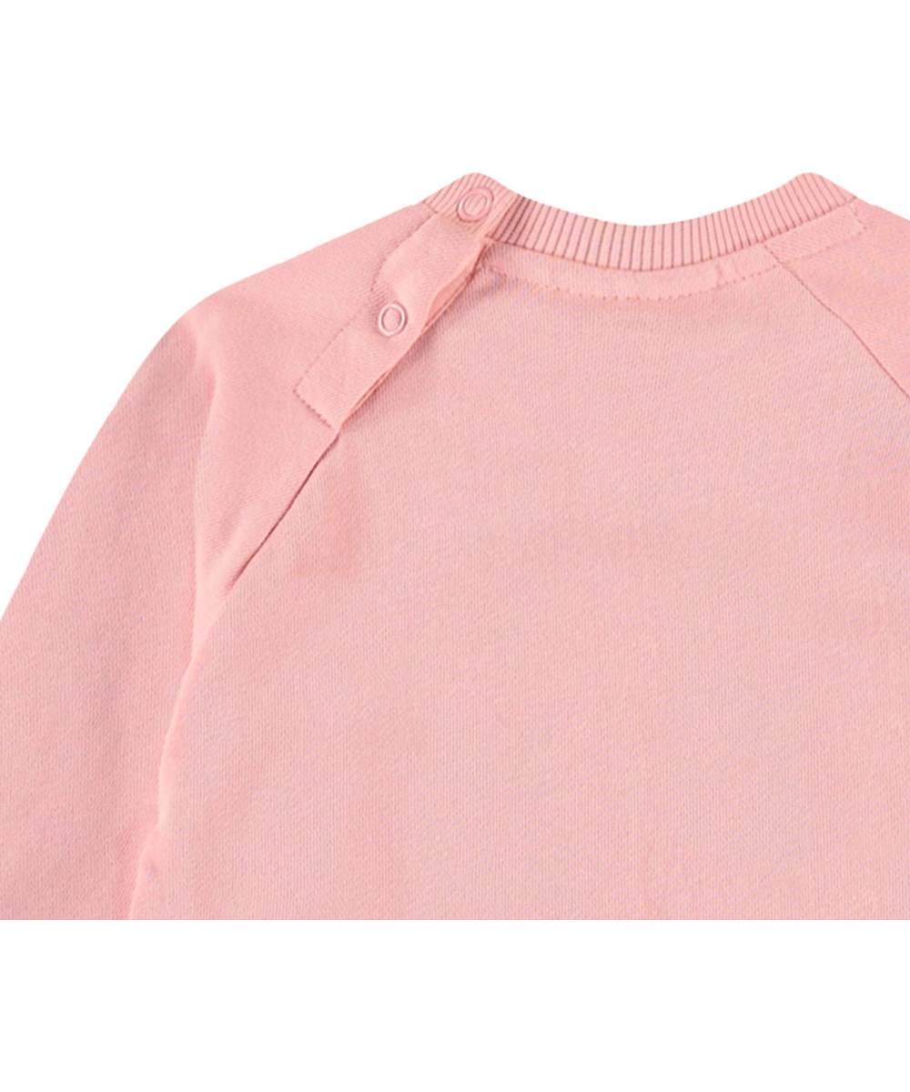 Disc - Rosequartz - Økologisk lyserød babysweatshirt med blødt smilende ansigt