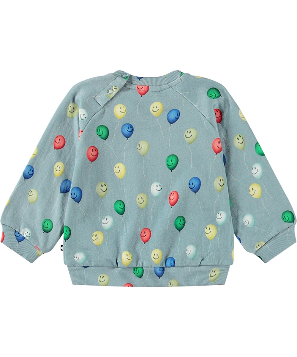 Disc - Smiling Balloons - Lyseblå babysweatshirt med ballon print