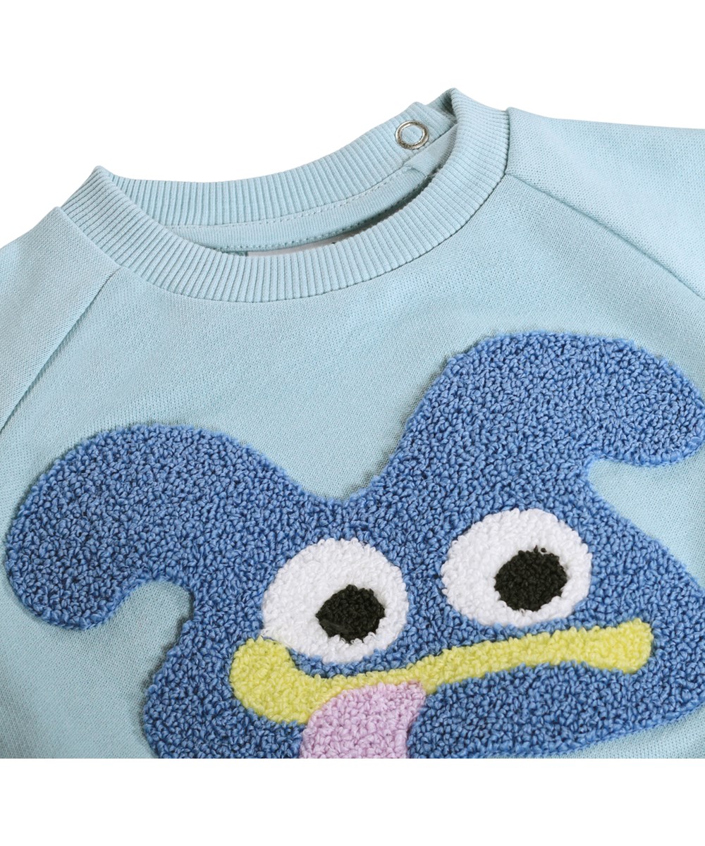 Disc - Stream - Blød, blå sweatshirt med artwork i økologisk bomuld til baby 