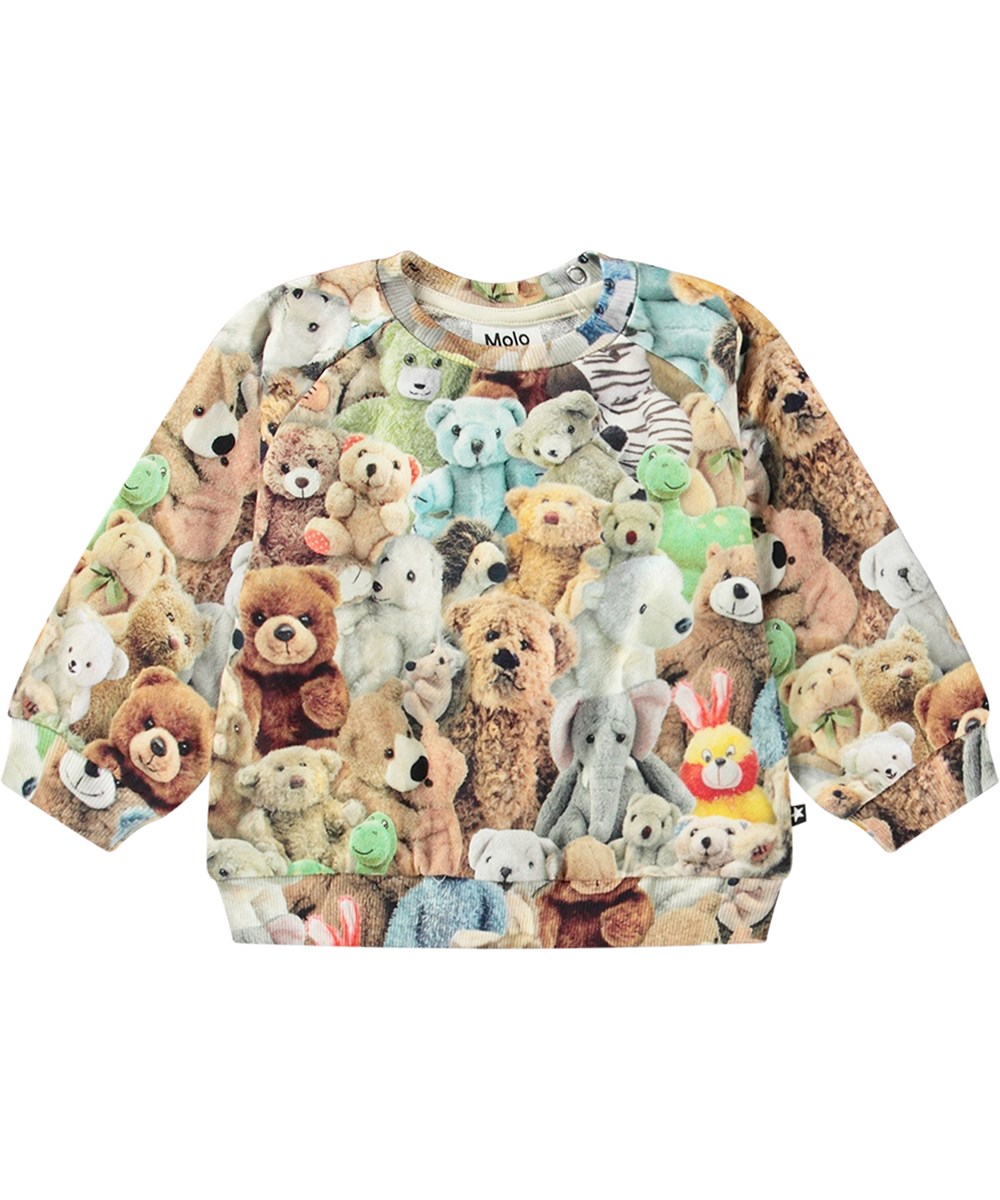 Disc - Teddy Friends - Multifarvet babysweatshirt med bamse print