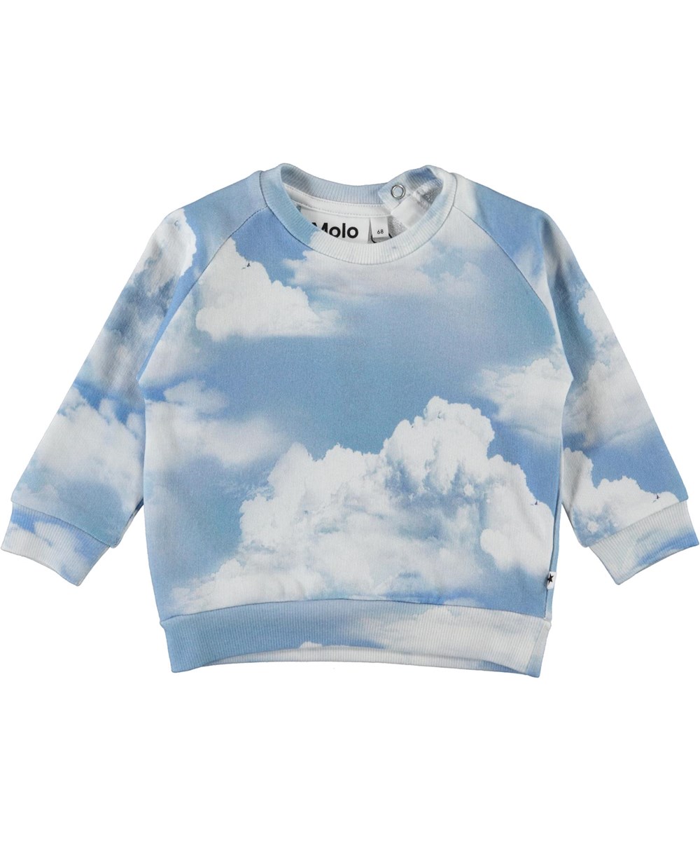 Disco - Clouds - Blå og hvid tie-dye sweatshirt