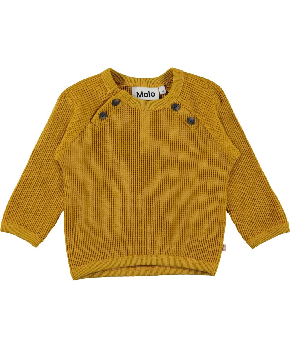 Dolly - Nugget Gold - Gylden vaflet økologisk bomulds bluse