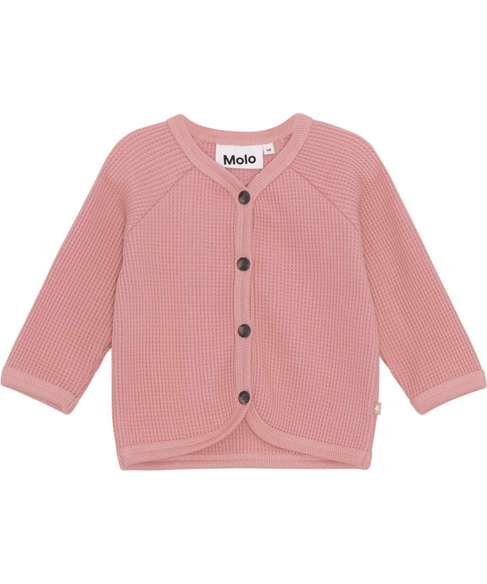 Dory - Rosewater - Vaffelvævet økologisk lyserød cardigan