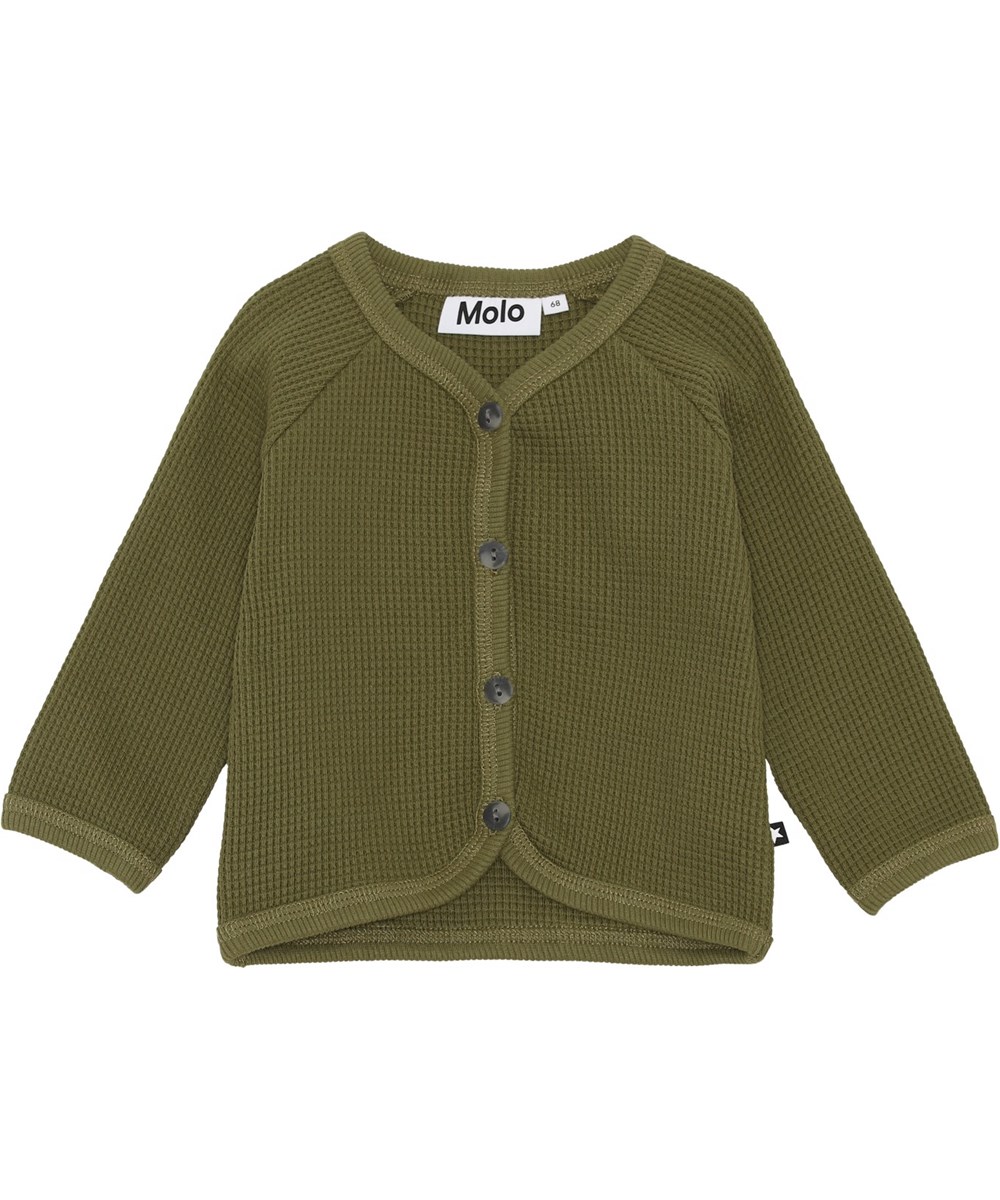 Dory - Sphagnum - Økologisk grøn vaflet baby cardigan
