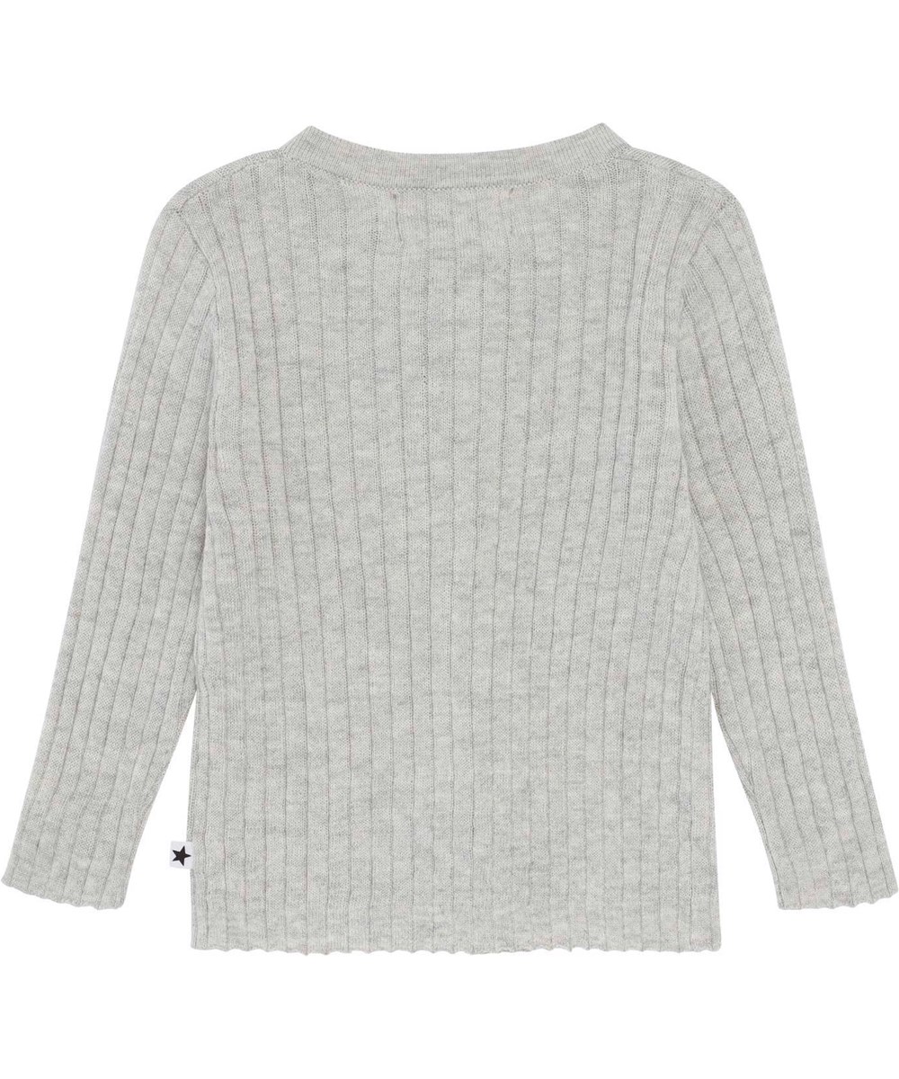 Georgette - Light Grey Melange - Grå fin ribstrikket cardigan cashmere