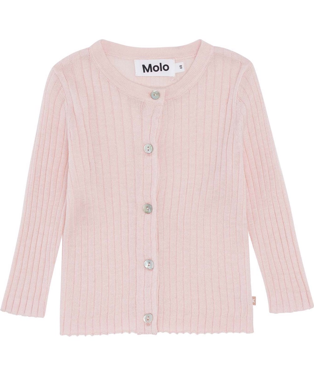 Georgette - Powder - Rosa fin ribstrikket cardigan cashmere 