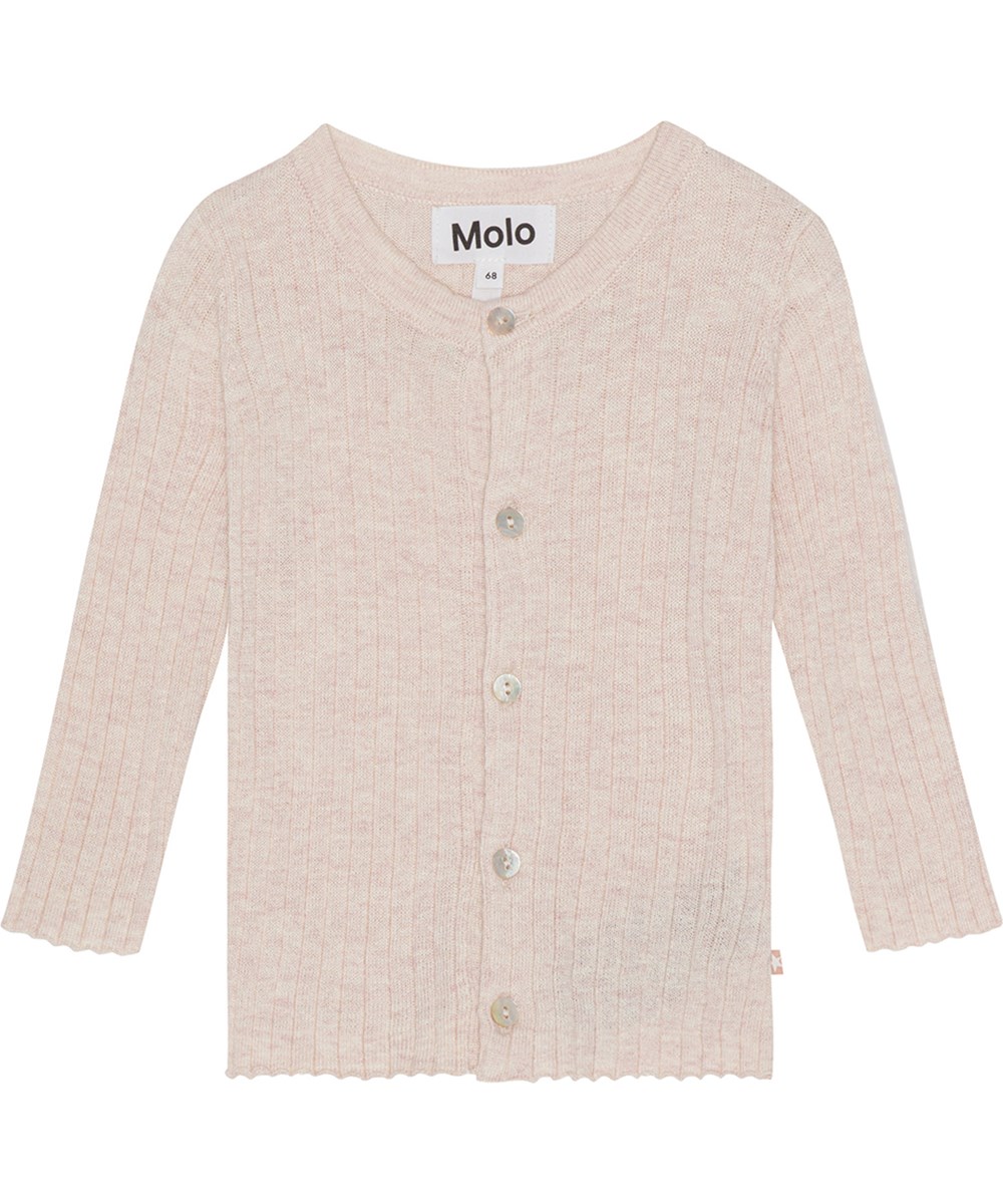Georgette - Rose Melange - Rosa cardigan til de mindste i en blød ribbet viskose blanding