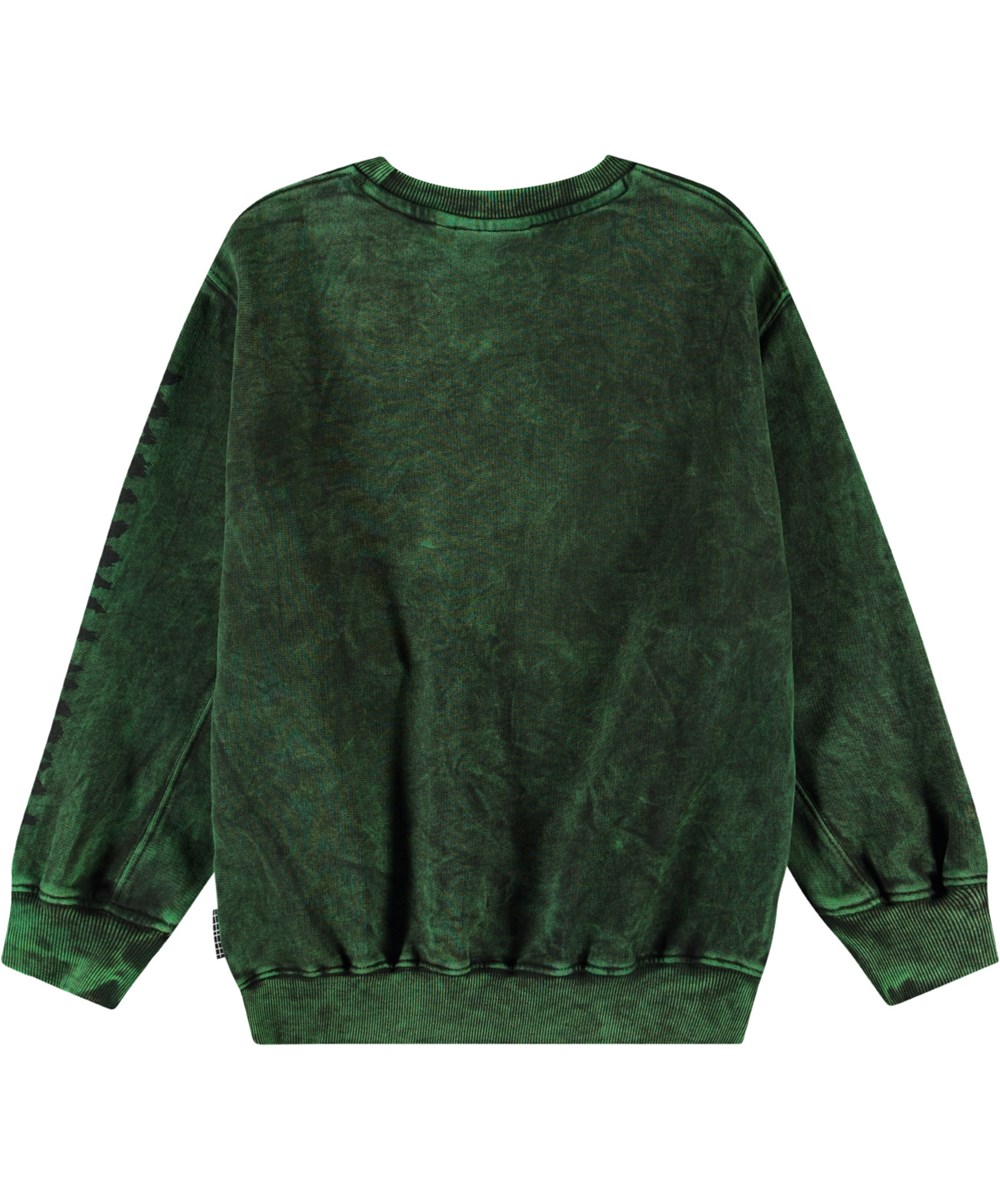 Magni - Amazonas Dye - Grøn sweatshirt med print til børn i blødt økologisk bomuld med ribkanter ved hals, ærmer og i bunden.