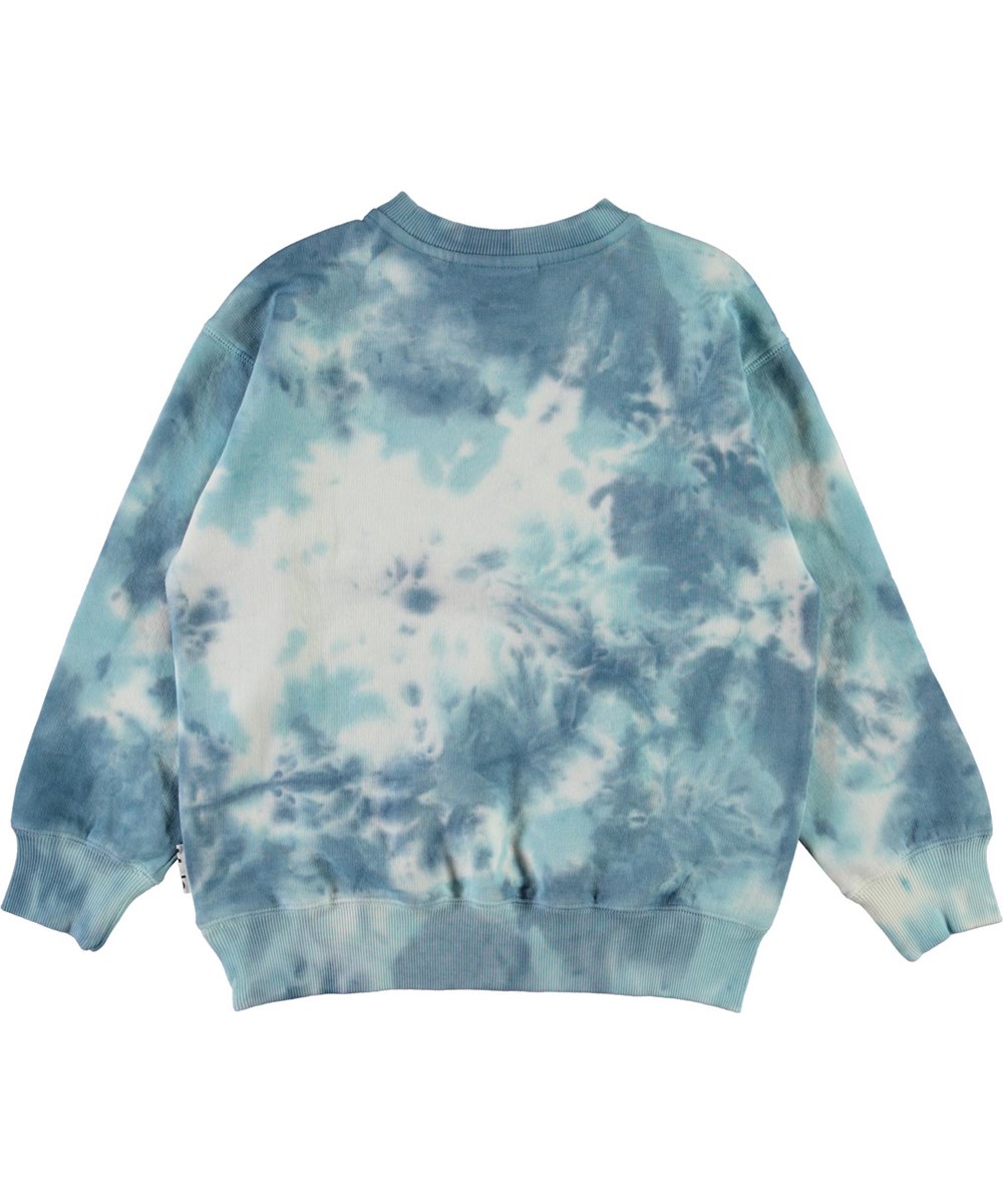 Mann - Tie Dye - Blå og hvid tie-dye sweatshirt