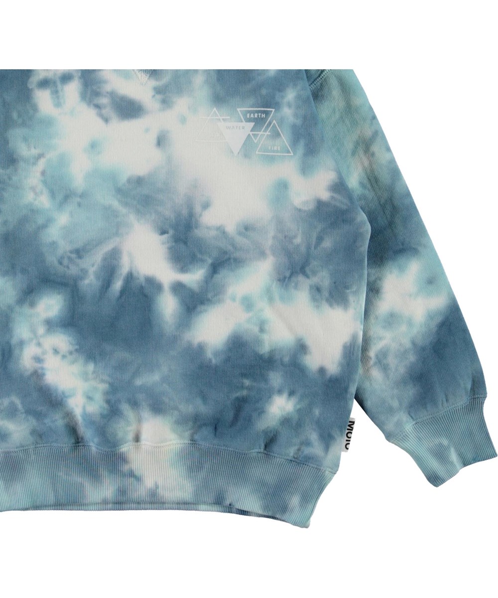 Mann - Tie Dye - Blå og hvid tie-dye sweatshirt
