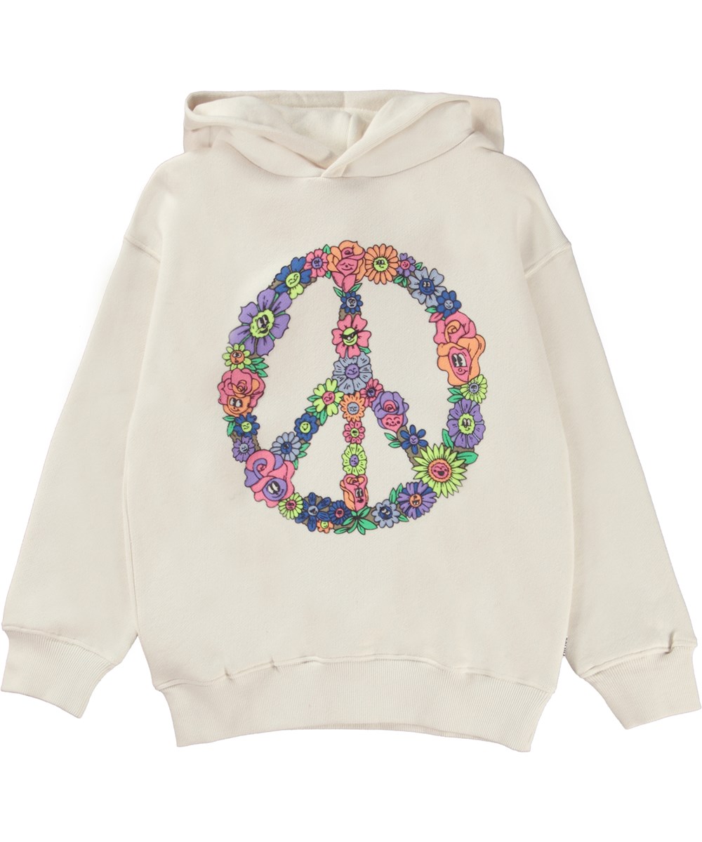 Matt - Peace And Flora - Hættetrøje med peace og blomster print