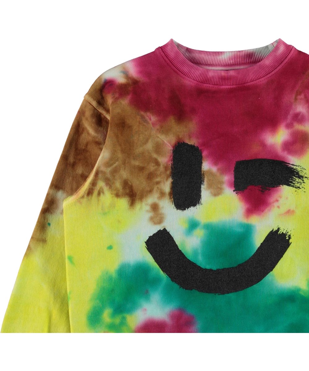 Mattis - Colour Blobs - Tie-dye sweatshirt med smiley