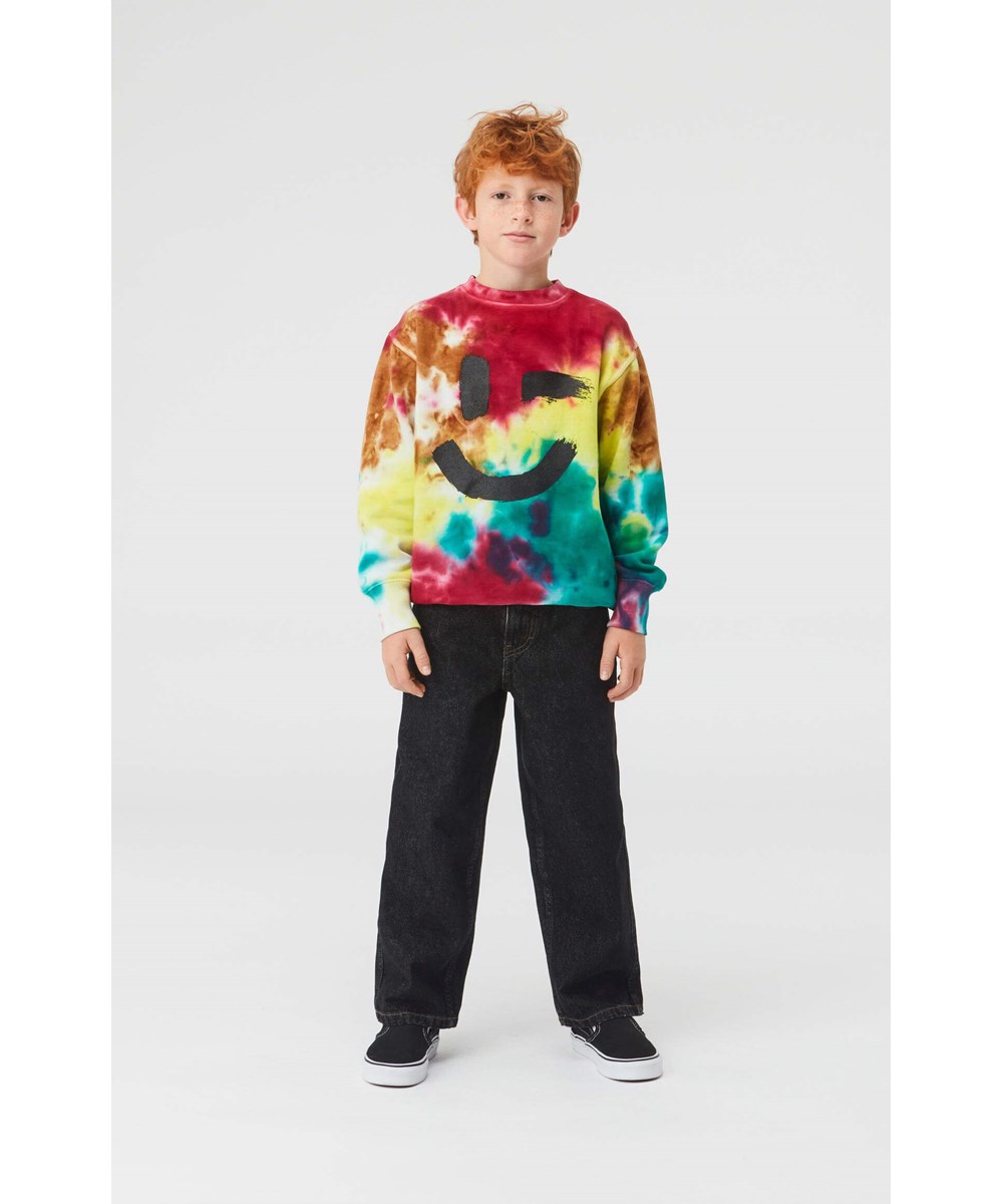 Mattis - Colour Blobs - Tie-dye sweatshirt med smiley