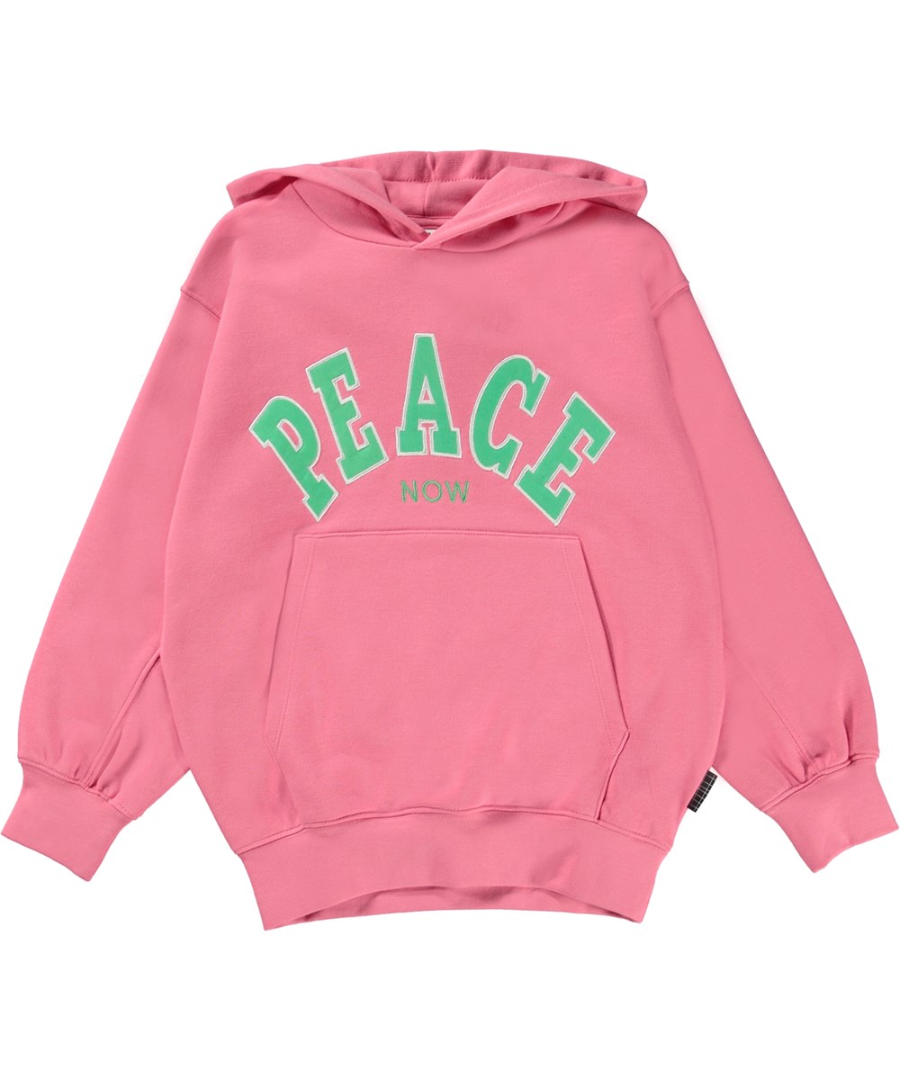 Maxx - Bubblegum - Pink hættetrøje med peace now print
