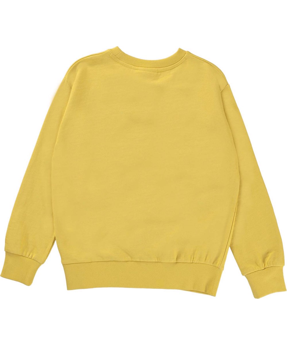 Mik - Hazy Sun - Solgul sweatshirt med sort smiley tag.