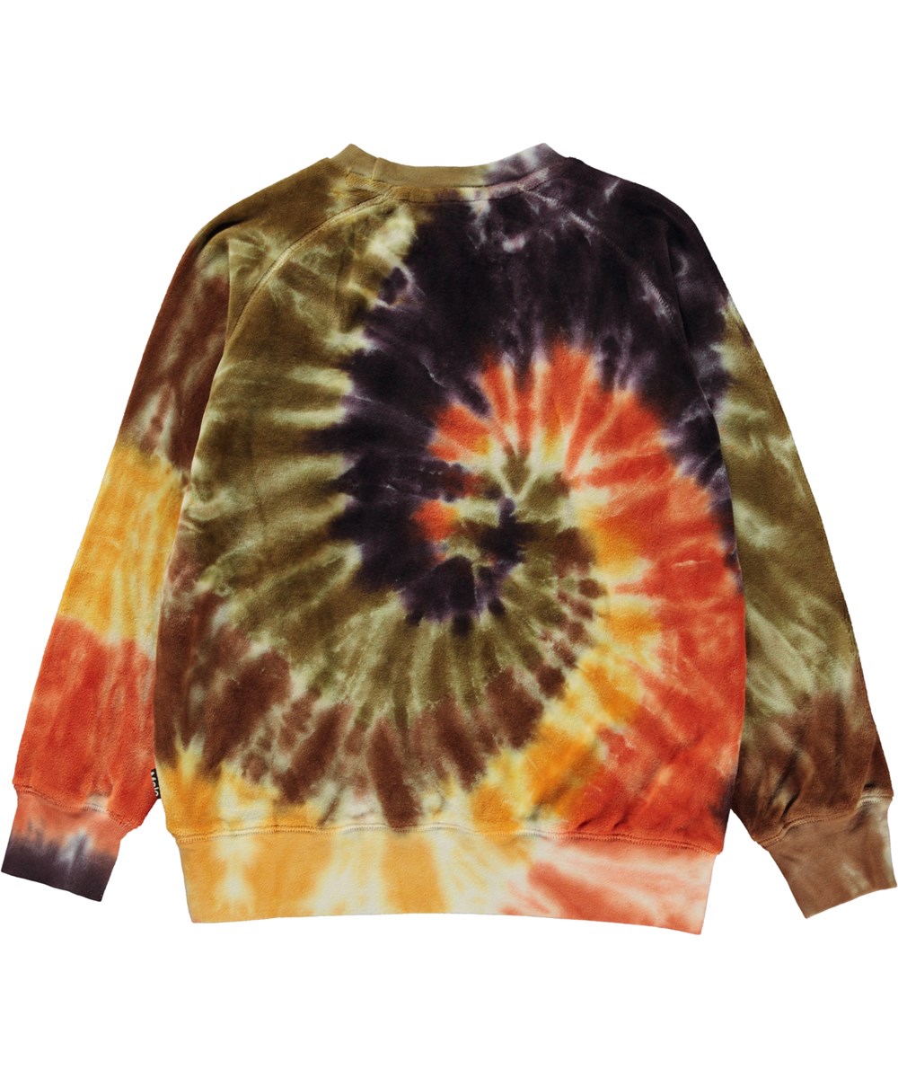 Mike - Warm Swirl - Multifarvet økologisk sweatshirt med tie-dye print