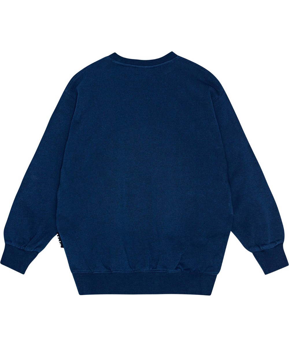 Monti - Bling Smile - Blå økologisk sweatshirt med simili artwork