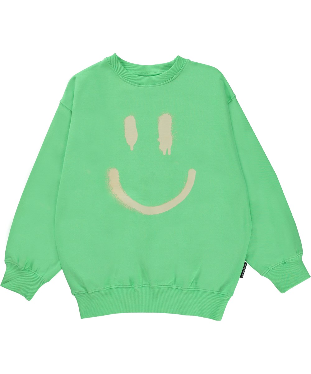 Monti - Crisp Green - Unisex grøn sweatshirt med smiley
