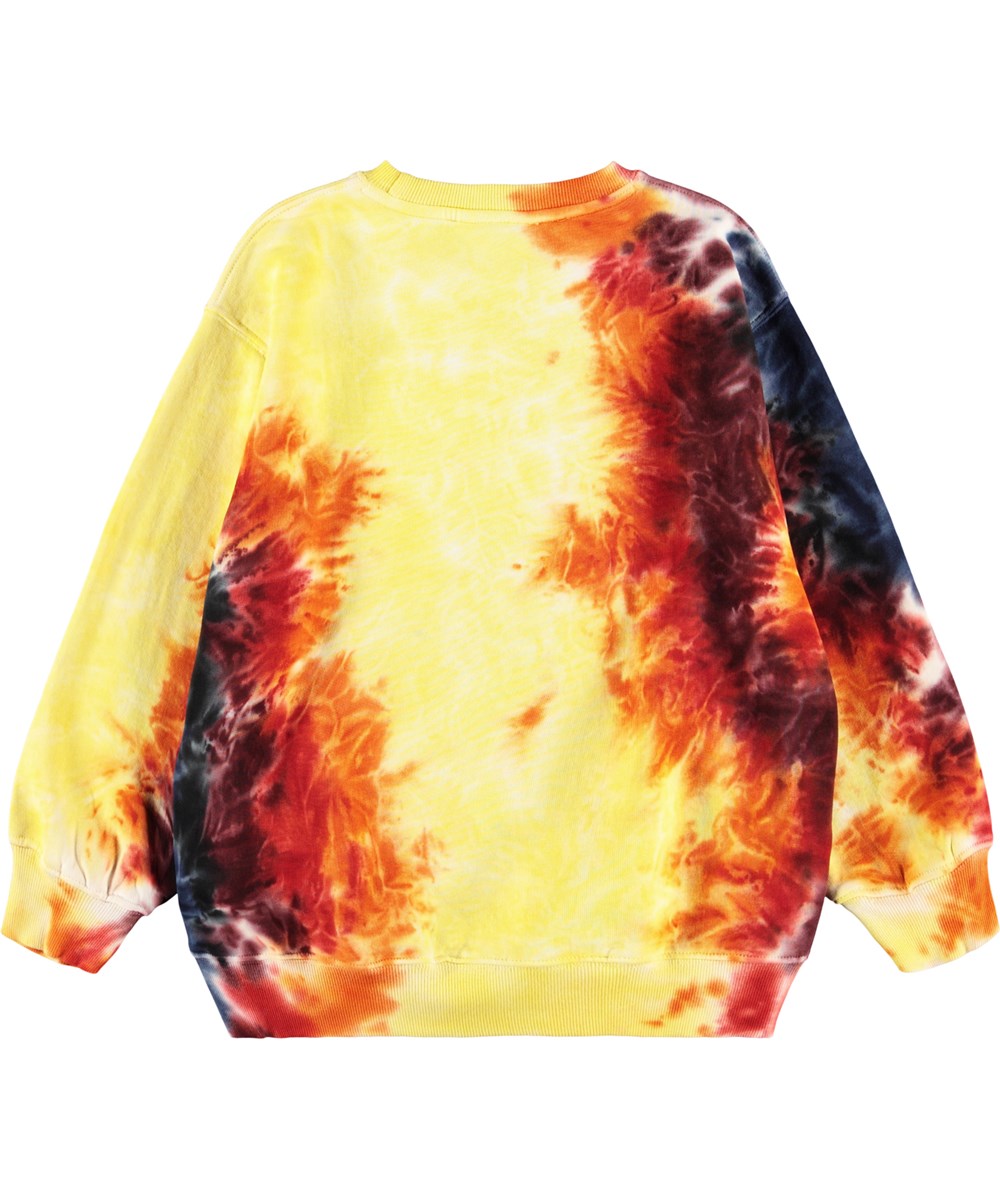 Monti - Flame Dye - Flot sweatshirt til børn i blødt økologisk bomuld med flammeinspireret tie-dye.