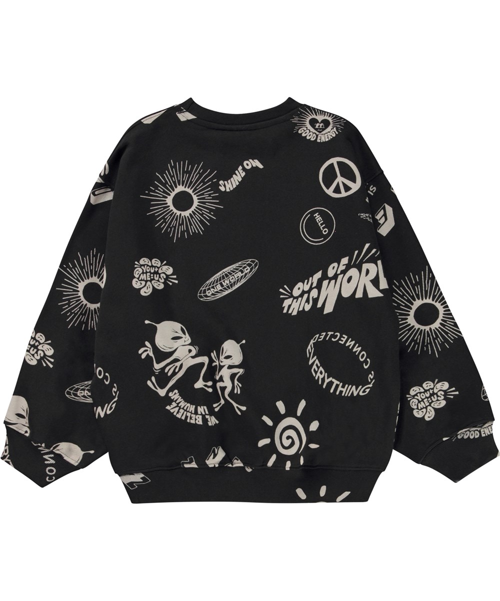 Monti - Live It Up - Sort økologisk sweatshirt med allover print mix