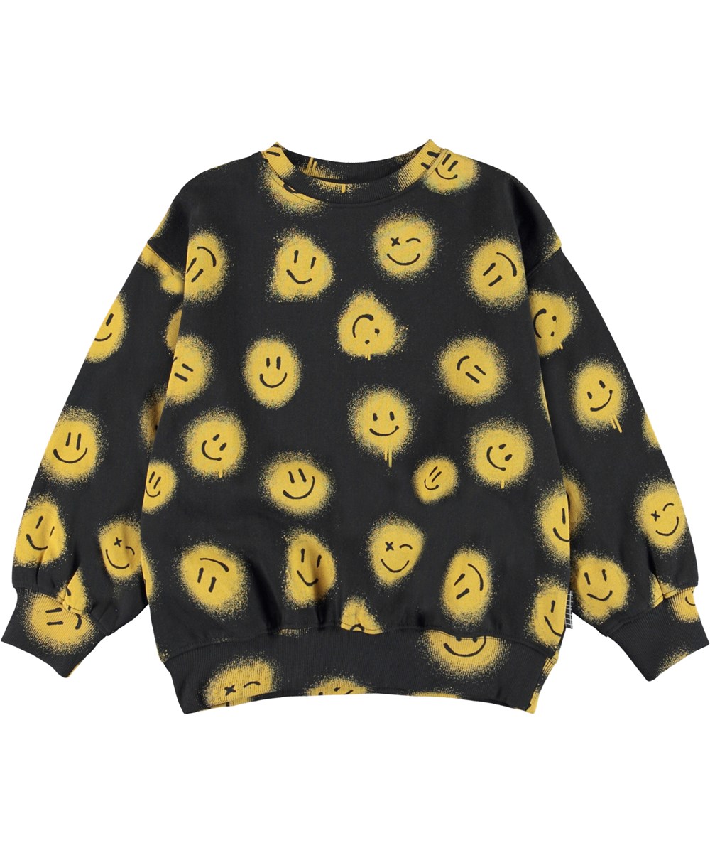 Monti - Smiles - Økologisk unisex sweatshirt med smiley print