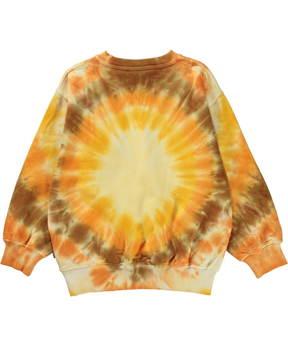 Monti - Sun Dye - Gul økologisk sweatshirt med tie-dye sol print