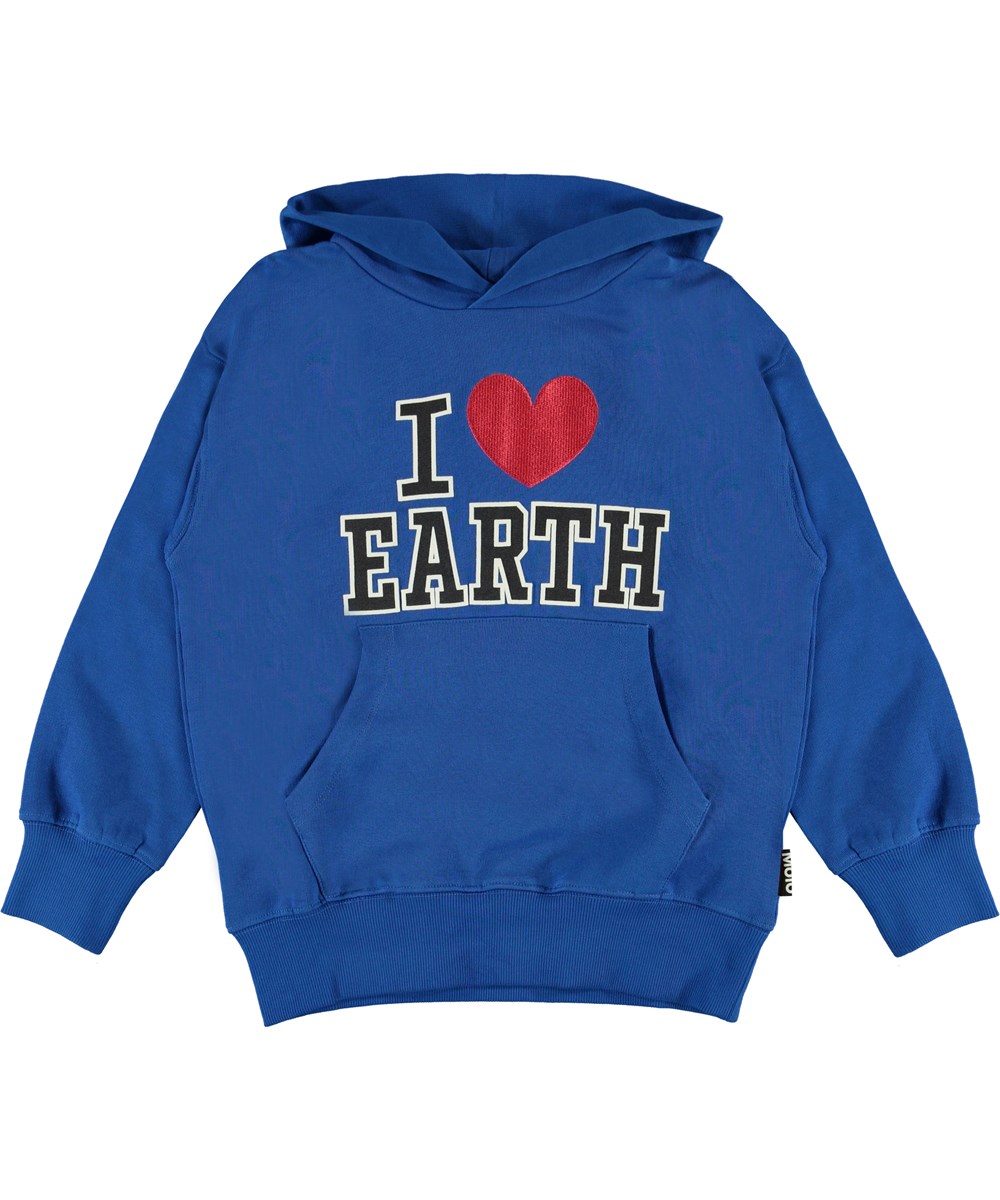 Moz - Cobalt - Blå hættetrøje i love earth