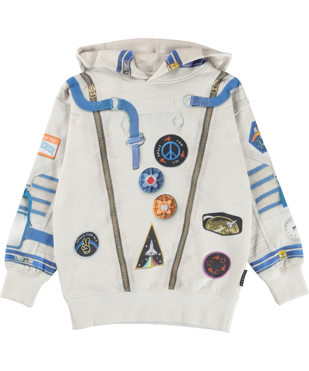 Moz - I Astronaut - Økologisk hvid unisex hoodie astronaut
