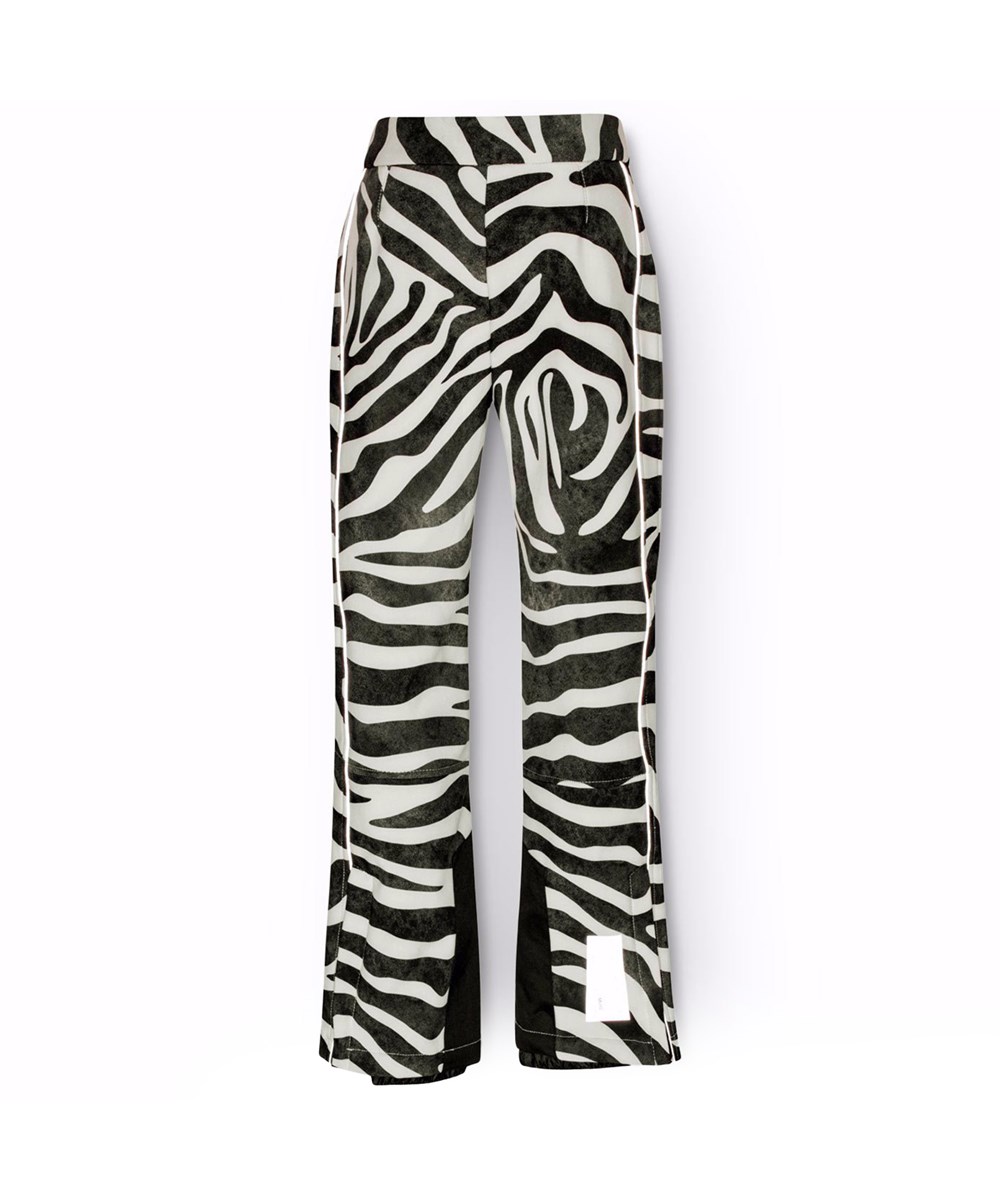 Harlie - Zebra - Zebra gestreepte waterafstotende softshell-broek voor kinderen van gerecycled polyester.