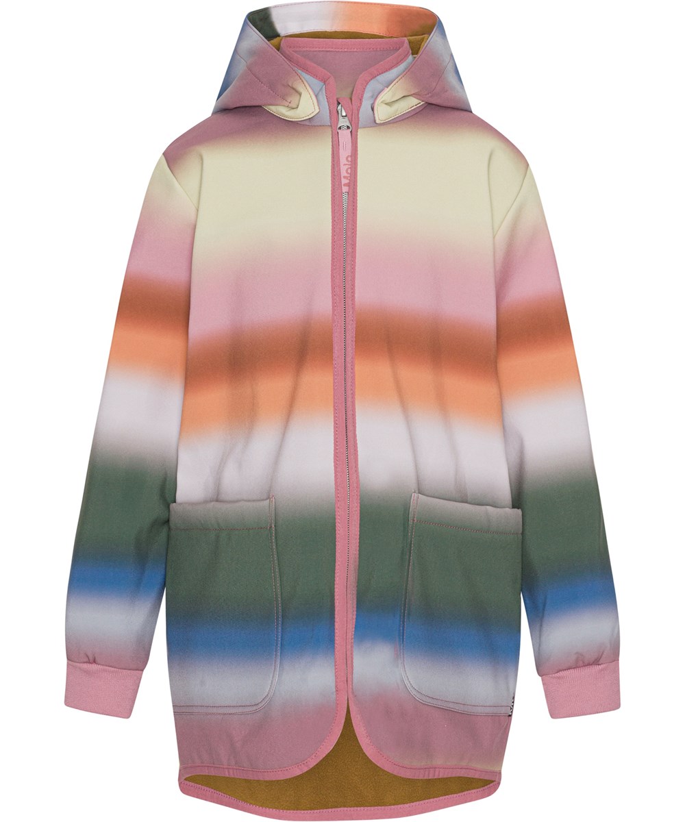 Hillary - Misty Rainbow - Grecyclede softshell jas met regenboogprint