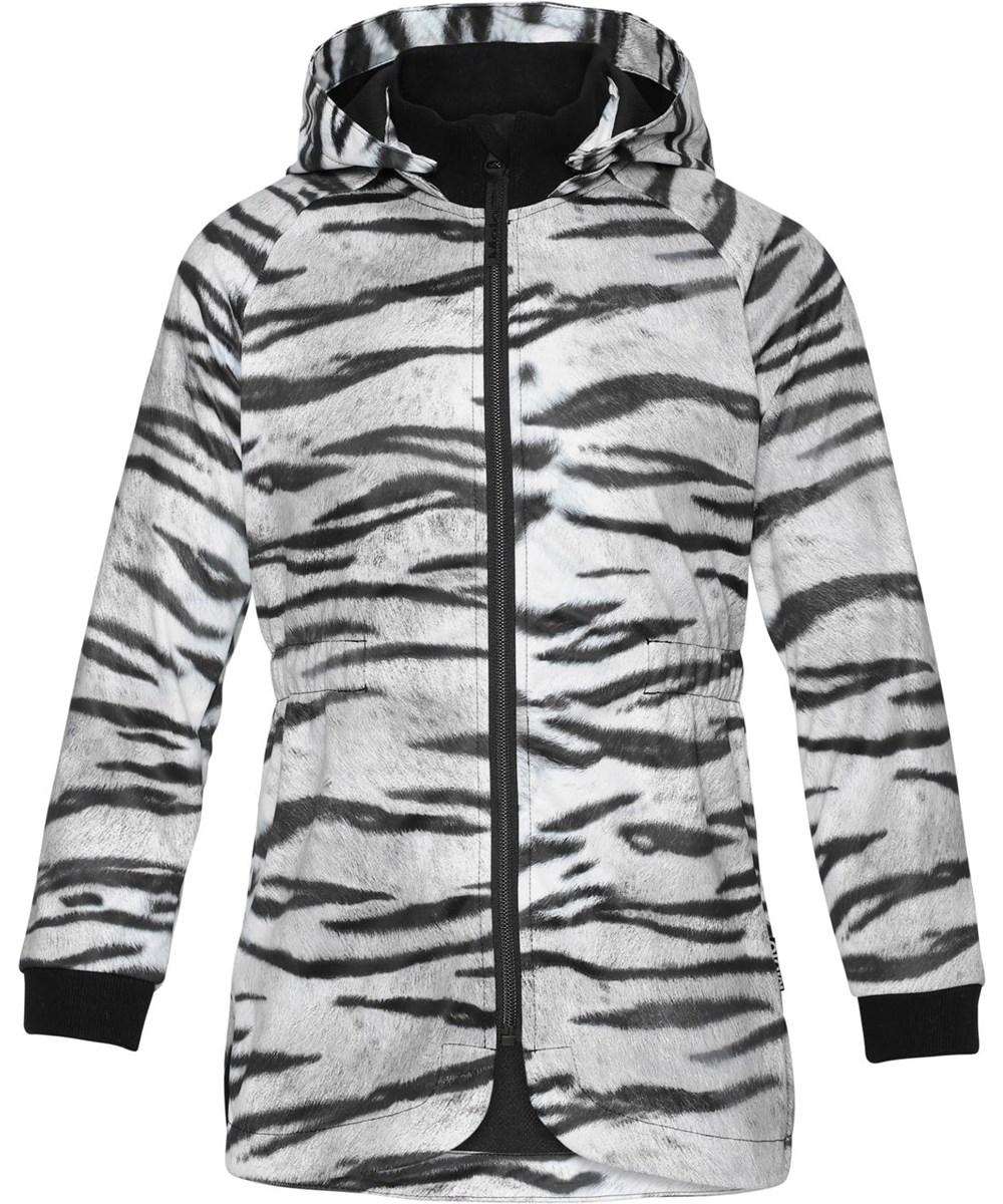 Hillary - Tiger White - Parka softshell jas met tijgerprint