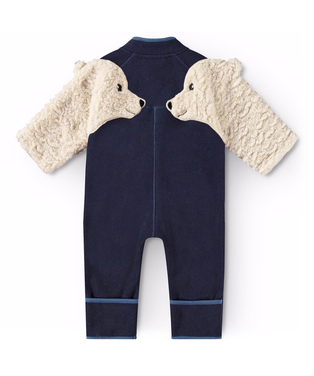 Udo - Dark Night - Donkerblauwe en gebroken witte fleecepak voor baby's en peuters