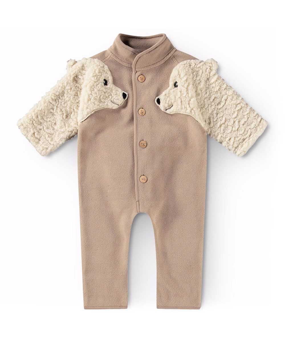 Udo - Mocha - Beige en gebroken wittte fleecepak voor baby's en peuters
