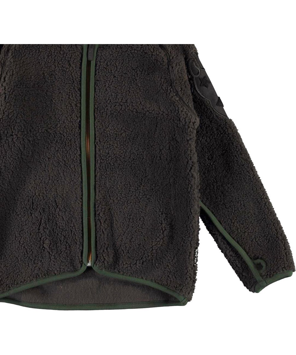 Ulan - Brown Darkness - Bruine teddy fleecejas met klauw