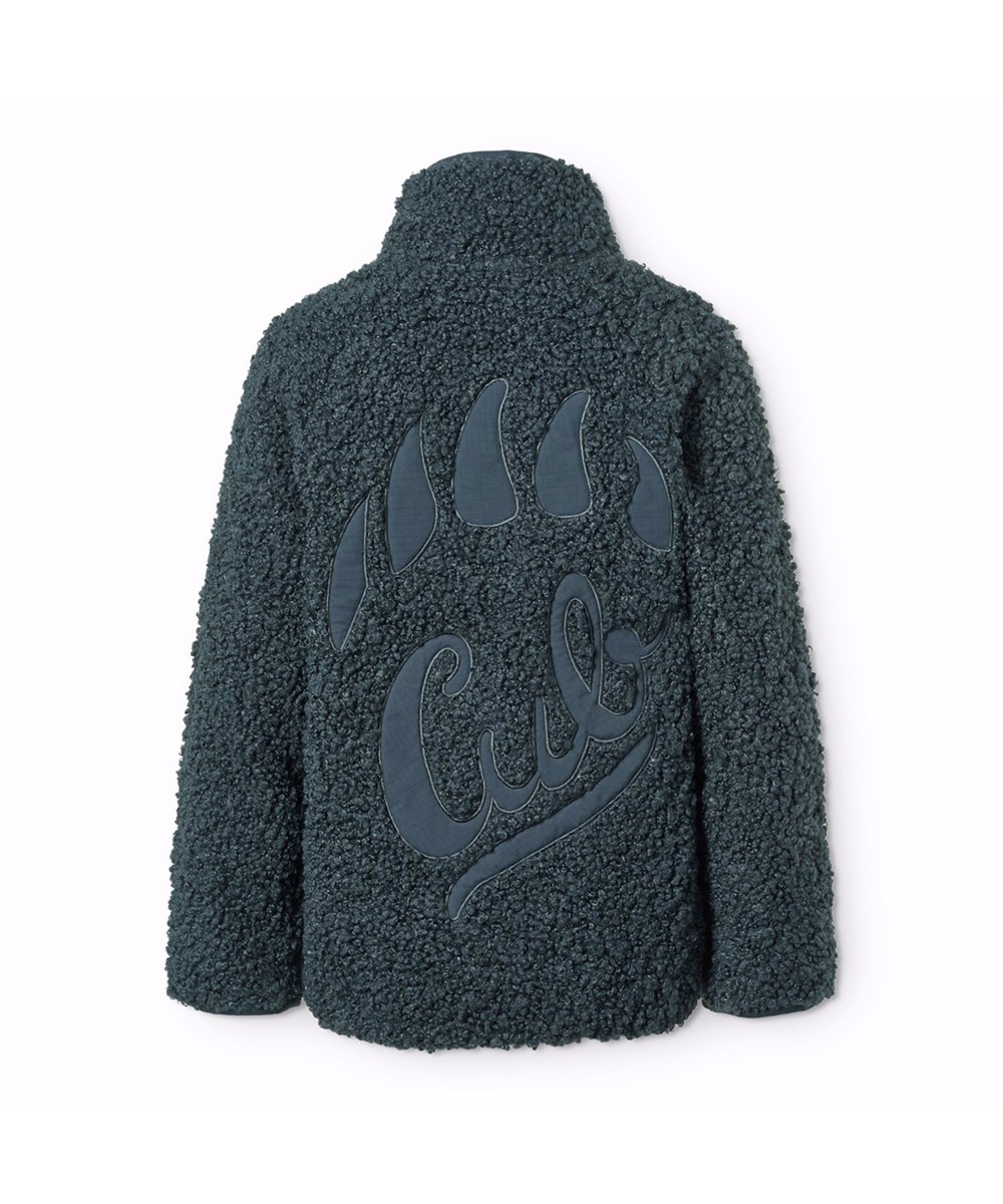 Ulan - Night Navy - Donkerblauwe fleecejas voor kinderen gemaakt van gerecycled polyester met op de achterkant een mooie patch in duurzaam nylon.