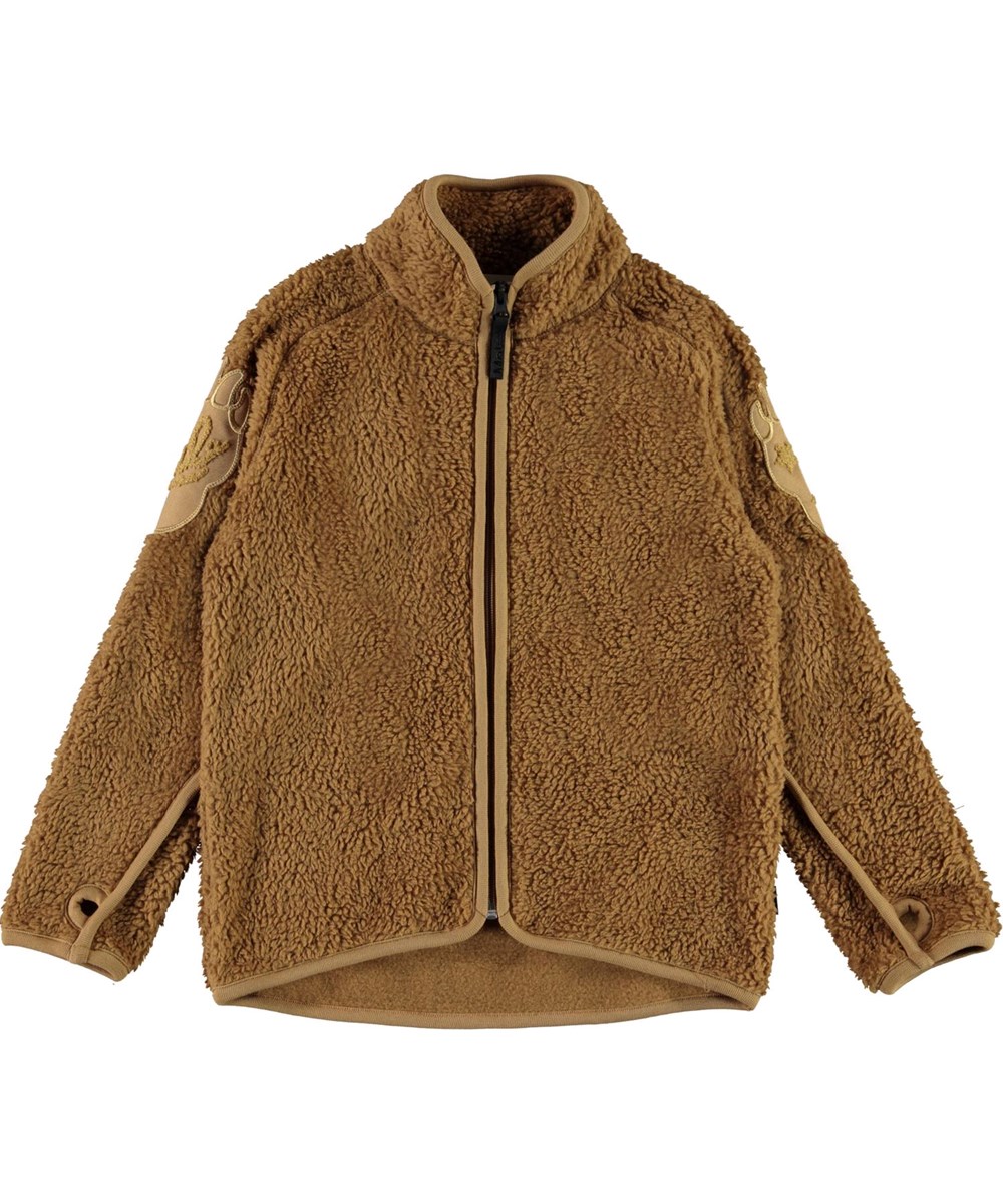 Ulan - Sandstone - Bruine teddy fleece jack met poten