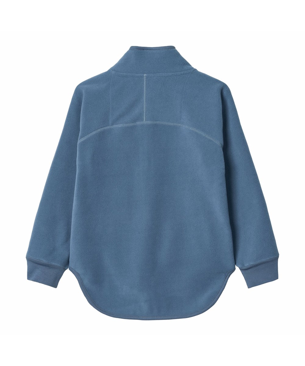 Ulani - Evening Sky - Blauwe fleecejas voor kinderen gemaakt van gerecycled polyester met bijpassende ribboorden en een voorzak.