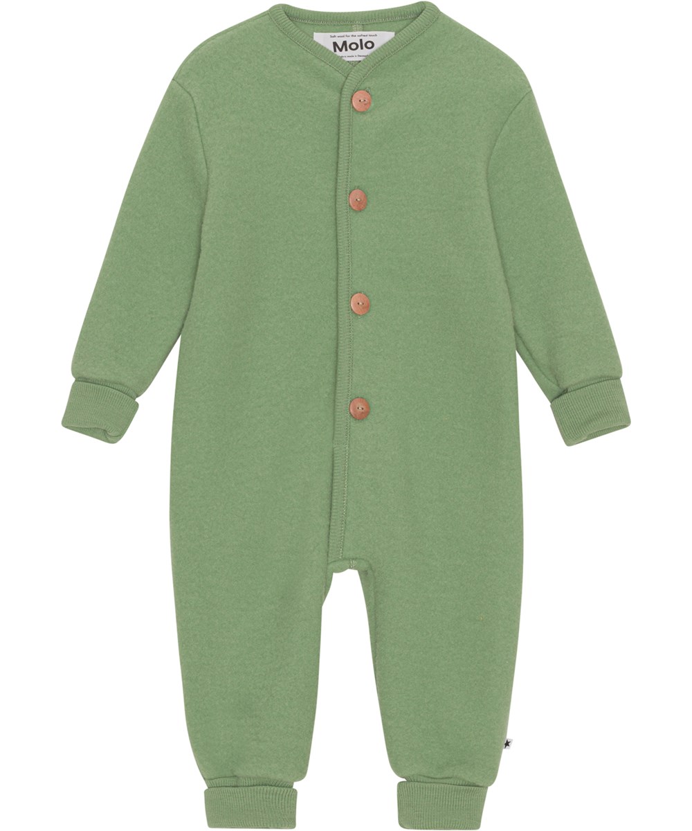 Umar - Moss Green - Groene jumpsuit voor peuters van 100% merinowol