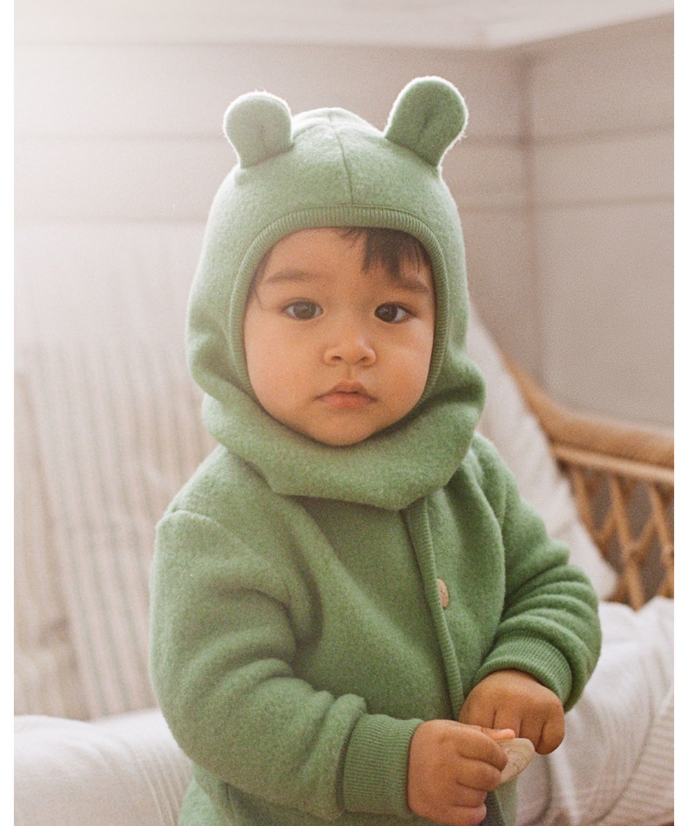 Umar - Moss Green - Groene jumpsuit voor peuters van 100% merinowol