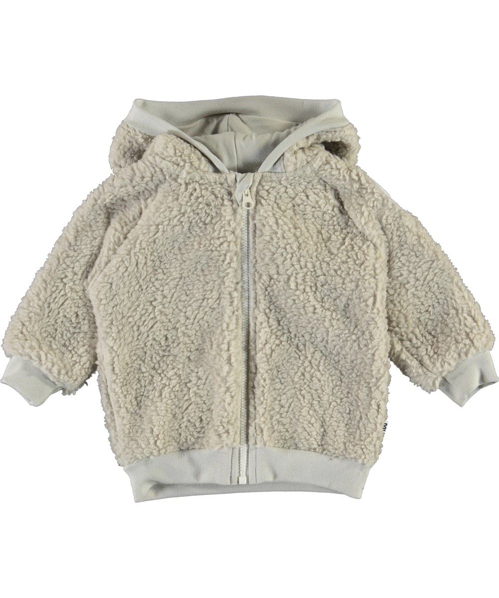 Ummi - Dark White - Witte baby fleecejas met oren