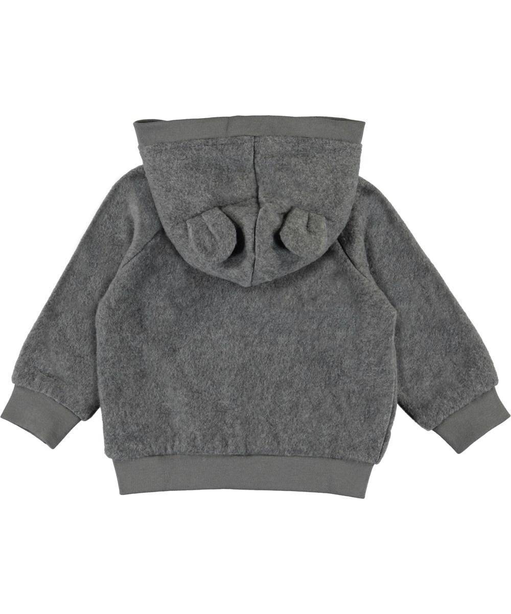 Ummi - Grey Melange - Grijze baby hoodie met oren