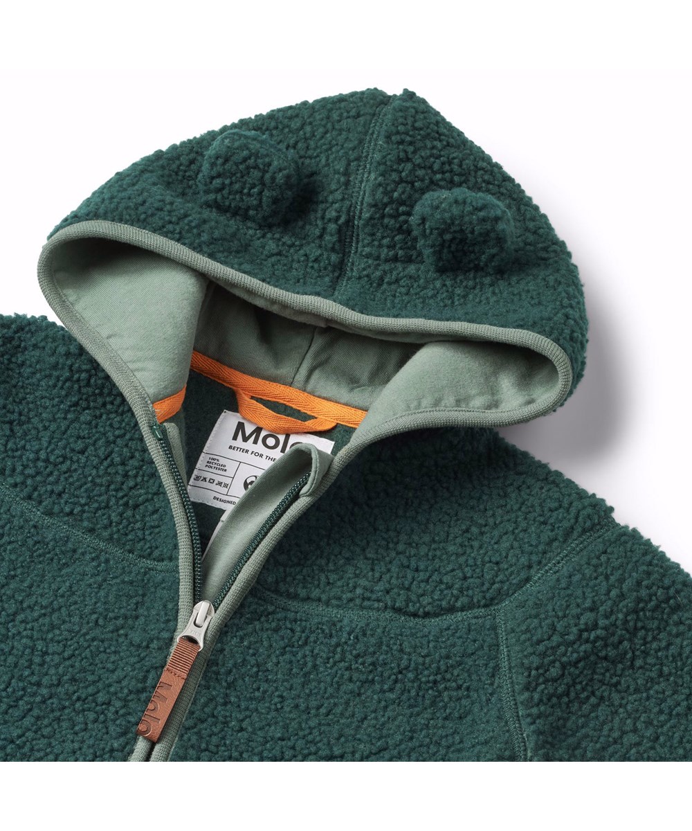 Ummi - Ponderosa Pine - Donkergroene fleece jas voor baby's en peuters.