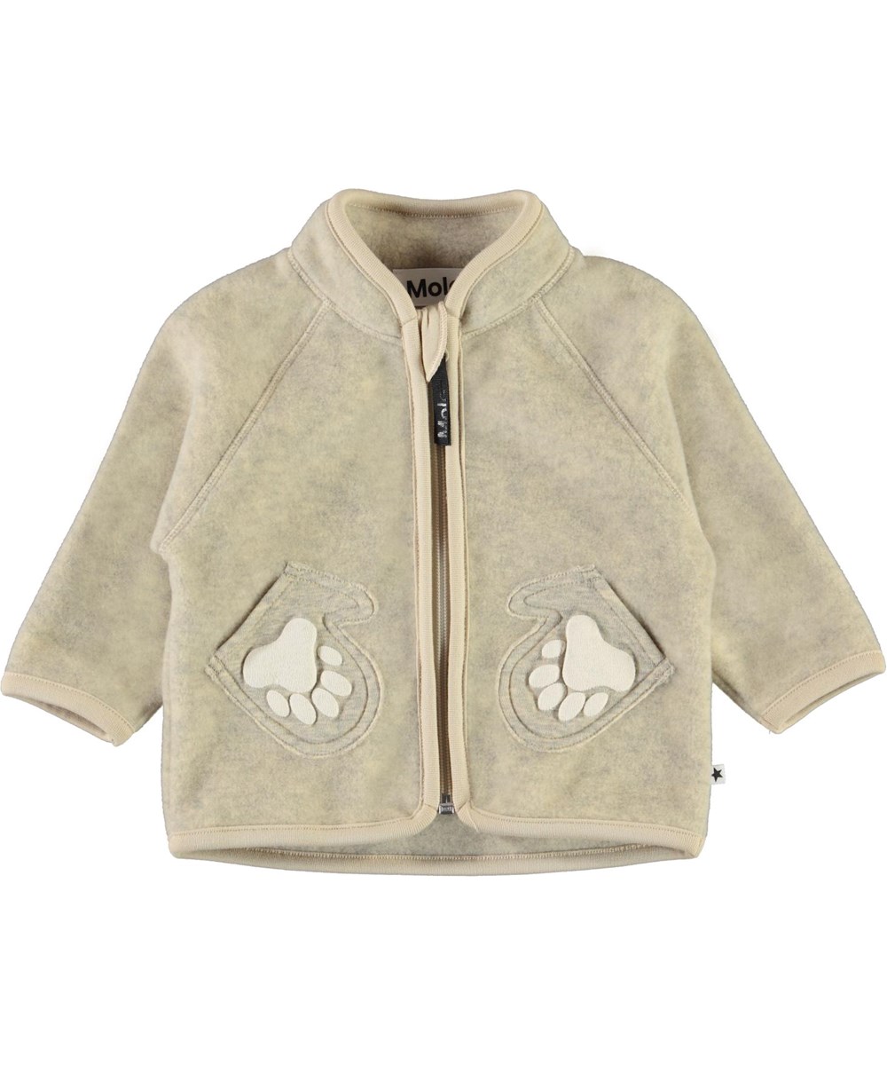 Uni - Banana Crepe - Gele baby fleece jasje met handschoenzakken